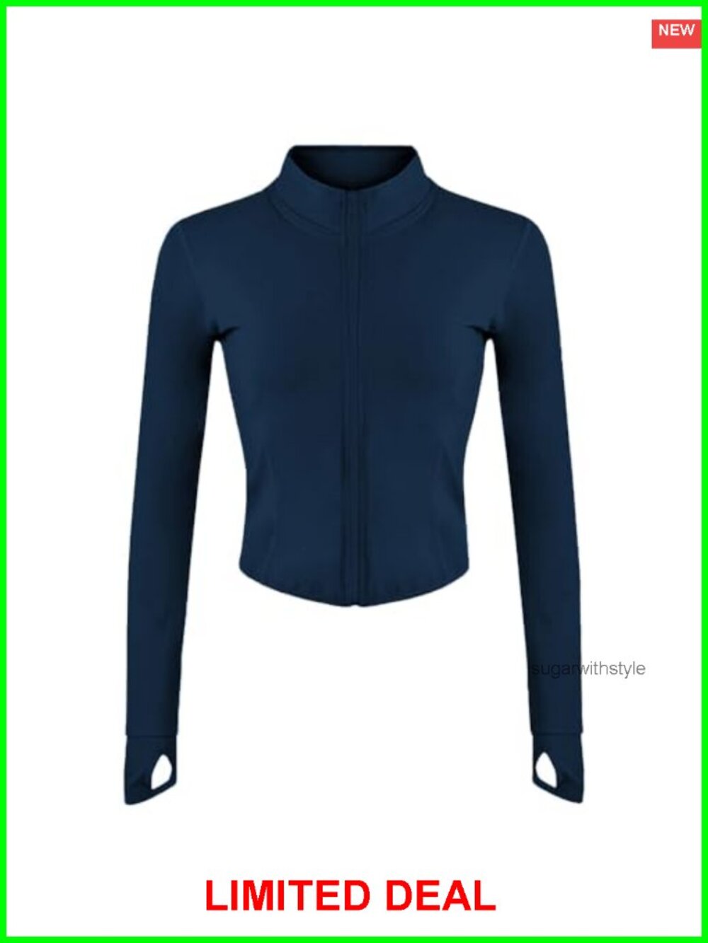 Women's Lightweight Full Zip Track Jacket Slim Fit Yoga Running Thumb Holes